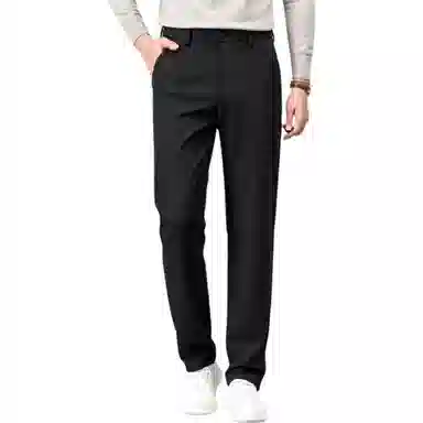 才子 商务纯色中腰休闲裤 男款