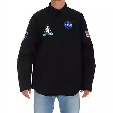 Balenciaga NASA Embroidered Long Sleeve Shirt Black