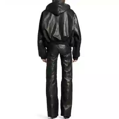 Balenciaga FW24 Black Leather Hoodie