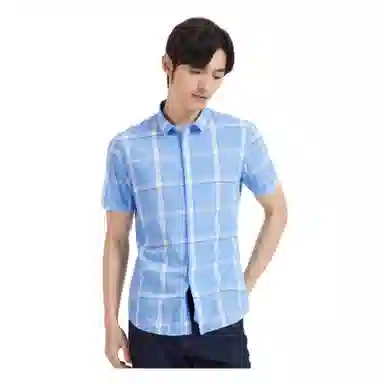 才子 翻领修身短袖衬衫 男款