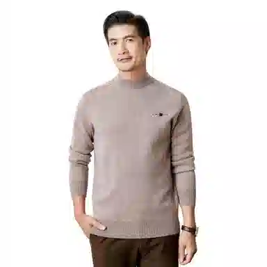 恒源祥 纯色半高领套头毛衣 男款