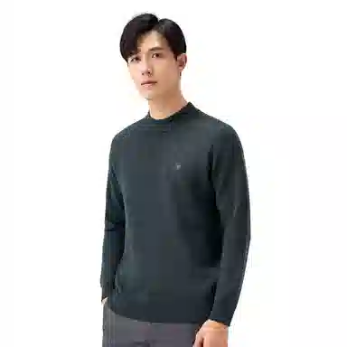 恒源祥 纯色半高领套头保暖针织毛衣 男款