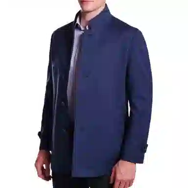 佛朗尼·齐拉 休闲薄款纯色风衣 男款 藏蓝色