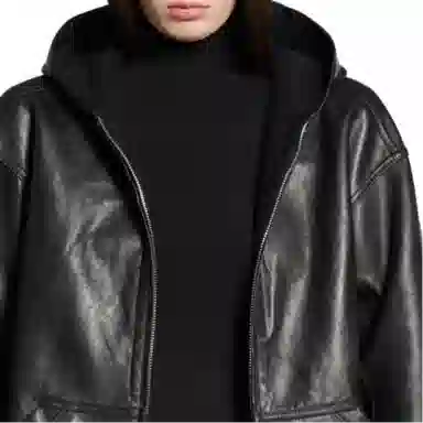 Balenciaga FW24 Black Leather Hoodie