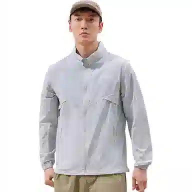 探路者 纯色连帽拉链透气舒适防晒服 男款 山影灰