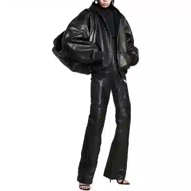 Balenciaga FW24 Black Leather Hoodie