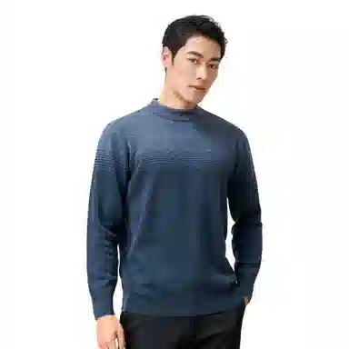 恒源祥 加厚套头半高领长袖针织毛衣 男款