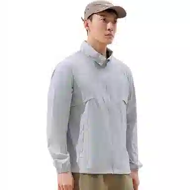探路者 纯色连帽拉链透气舒适防晒服 男款 山影灰
