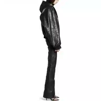 Balenciaga FW24 Black Leather Hoodie