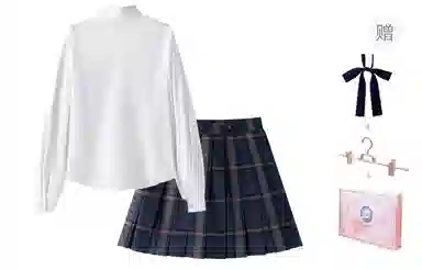 东鲸岁时记 学院风纯色尖领上衣收腰修身半裙制服 女款 白色+藏青