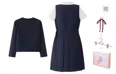 东鲸岁时记 学院风纯色气质西服休闲舒适上衣高腰合身短裙制服 女款 绀色