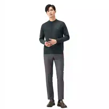 恒源祥 纯色半高领套头保暖针织毛衣 男款