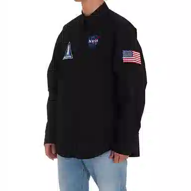 Balenciaga NASA Embroidered Long Sleeve Shirt Black