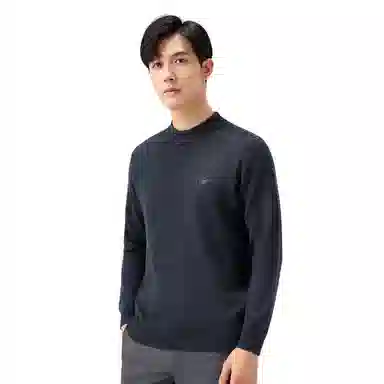 恒源祥 纯色半高领套头保暖针织毛衣 男款