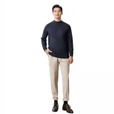 恒源祥 纯色半高领套头毛衣 男款