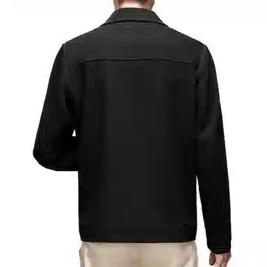 美力城 纯色基础款简约拼接暗扣针织宽松百搭休闲设计感保暖翻领夹克外套 男款