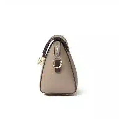 啄木鸟 时尚撞色通勤百搭荔枝纹设计 牛皮 单肩斜挎包 女款 卡其色