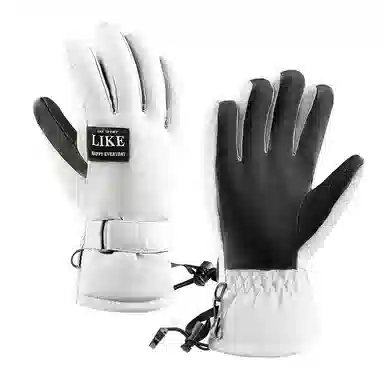 山一丸 冬季骑车防水防寒加绒加厚触屏保暖 丝绒布 水洗皮 手套 男女同款情侣款