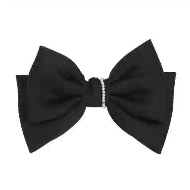 左欧 黑色蝴蝶结 后脑勺盘发弹簧夹顶夹 甜美发卡头饰 布艺 珍珠 发夹 女款