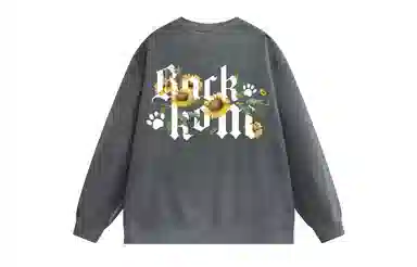 大卫贝肯 美式复古休闲宽松向日葵字母印花宽松百搭纯棉圆领脏脏卫衣 男女同款