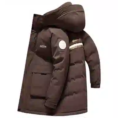 鸭鸭 中长款加厚保暖休闲宽松连帽套头羽绒服 男女同款