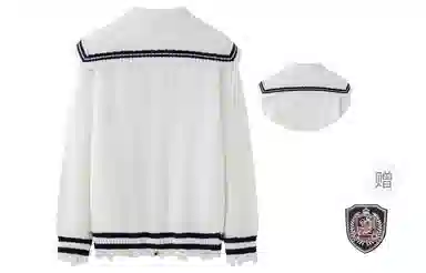 东鲸岁时记 学院风复古绞花高级感宽松休闲海军领松弛感文艺风单排扣毛衣开衫外套针织衫 春秋季 男女同款 白色