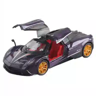 欧洛伊 帕加尼跑车合金车模声光回力转向玩具车金属汽车模 成品模型