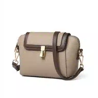 啄木鸟 时尚撞色通勤百搭荔枝纹设计 牛皮 单肩斜挎包 女款 卡其色