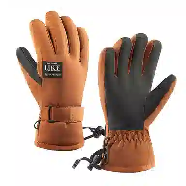 山一丸 冬季骑车防水防寒加绒加厚触屏保暖 丝绒布 水洗皮 手套 男女同款情侣款