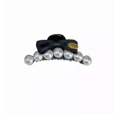 尚先生 气质温柔珍珠蝴蝶结抓夹女小香风刘海侧边夹甜美公主头高马尾发夹  亚克力 发饰 女款