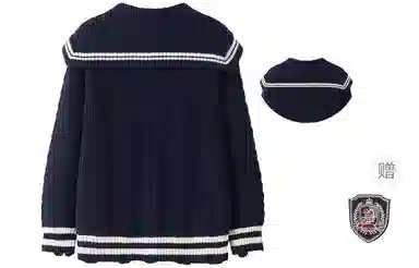 东鲸岁时记 学院风复古绞花学姐感休闲简约宽松海军领温柔风直排扣松弛感毛衣外套外搭开衫针织衫 秋冬季 男女同款 藏青色