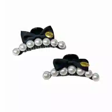 尚先生 气质温柔珍珠蝴蝶结抓夹女小香风刘海侧边夹甜美公主头高马尾发夹  亚克力 发饰 女款