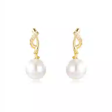 韵系 锆石交叉珍珠 铜镀金 耳环 女款