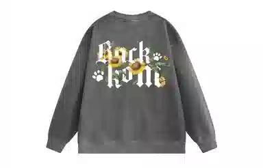 大卫贝肯 美式复古休闲宽松向日葵字母印花宽松百搭纯棉圆领脏脏卫衣 男女同款