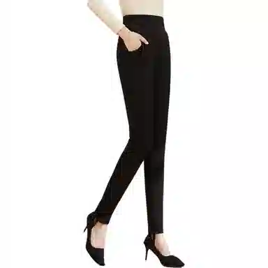 鸭鸭 舒适宽松中腰纯色羽绒裤/棉裤 女款 黑色