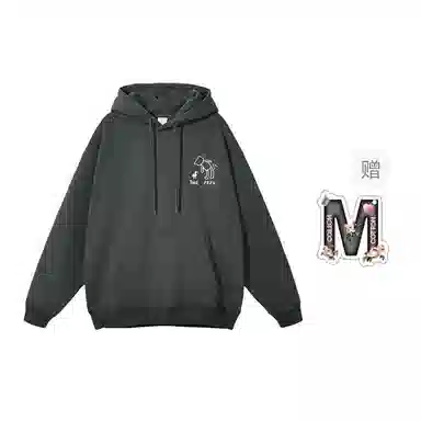 棉购 美式简约卡通印花连帽宽松设计感休闲百搭长袖卫衣 男女同款