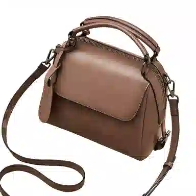 老人头 复古耐用通勤实用大气简约 牛皮拼合成革 斜挎手提单肩包 女款 焦糖色