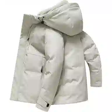 鸭鸭 纯色宽松休闲连帽羽绒服 男款