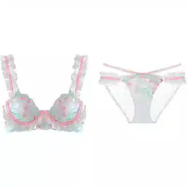 Xiudai Romantic Floral Soft Wire Bra Set White