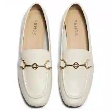 森达 牛皮革 时尚通勤潮流休闲百搭 乐福鞋 女款