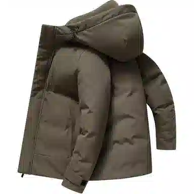 鸭鸭 纯色宽松休闲连帽羽绒服 男款