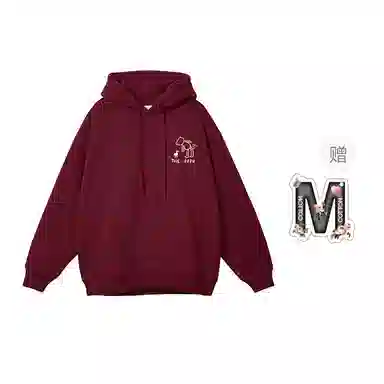 棉购 美式简约卡通印花连帽宽松设计感休闲百搭长袖卫衣 男女同款
