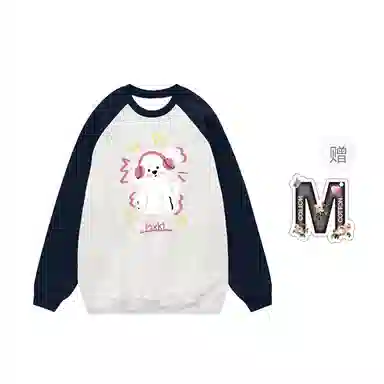 棉购 美式卡通动漫印花插肩圆领套头卫衣 女款