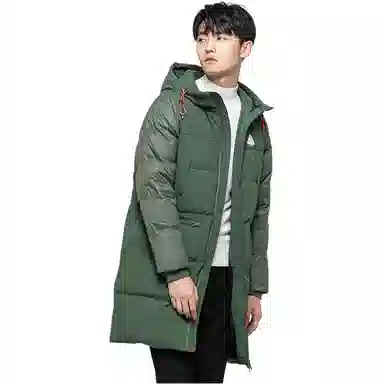 鸭鸭 厚款保暖连帽羽绒服 男款 黑色