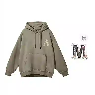 棉购 美式简约卡通印花连帽宽松设计感休闲百搭长袖卫衣 男女同款