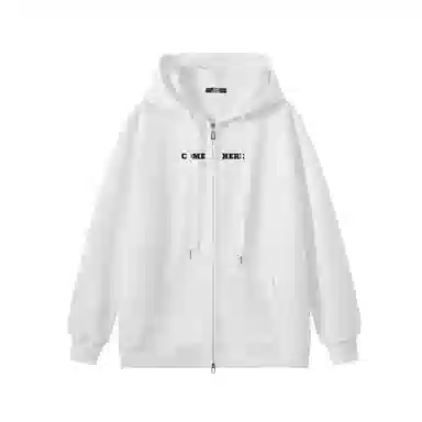 三体 到这里来吧系列 简约基础款字母印花宽松美式复古百搭连帽开衫长袖垂感自然直筒潮牌跑步健身篮球休闲运动套装 男女同款