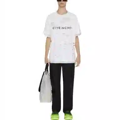 Givenchy SS23 Logo Print Distressed T-Shirt White