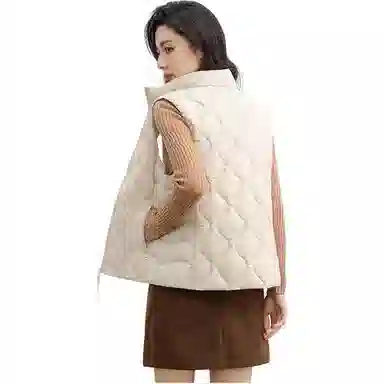 鸭鸭 纯色立领短款拉链马甲 女款