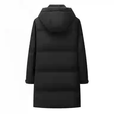 Yalu Mid-Length Hooded Down Jacket Black