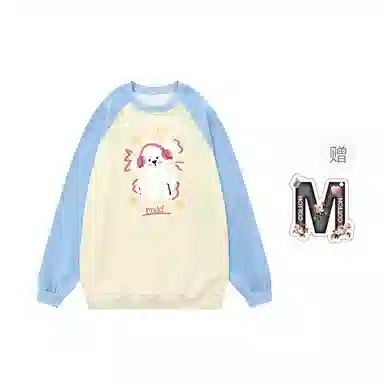 棉购 美式卡通动漫印花插肩圆领套头卫衣 女款